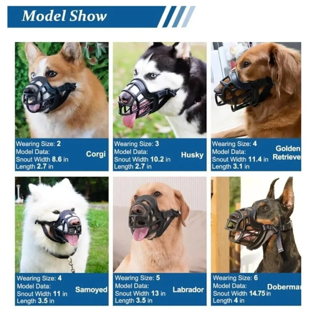 BARKLESS Dog Muzzle, Basket Muzzle for Biting, Chewing and Scavenging, Humane C1